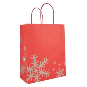 Papieren draagtas gedraaide handgreep - Omgeslagen bovenrand - Kerst - Rood