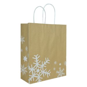 Papieren draagtas gedraaide handgreep - Omgeslagen bovenrand - Kerst - Bruin