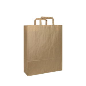 Papieren draagtas platte handgreep - Bruin gerecycled kraft