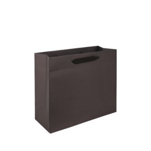 Luxe papieren draagtas - katoenen linten - omgeslagen bovenrand - Donkerbruin