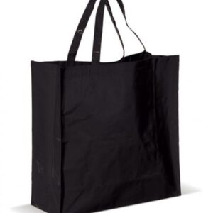 PP woven glans gelamineerde draagtas korte handgrepen - Zwart - 45x18x45cm