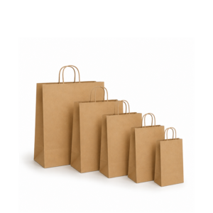 Papieren draagtas gedraaide handgreep - Bruin kraft gerecycled