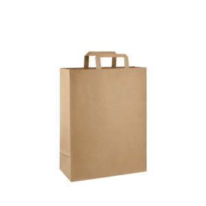 Papieren draagtas platte handgreep - Bruin gerecycled kraft