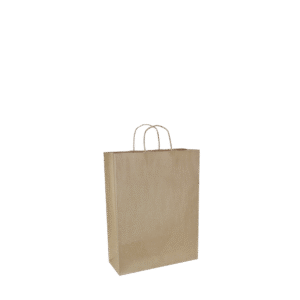 Papieren draagtas gedraaide handgreep - Bruin kraft gerecycled Staand model