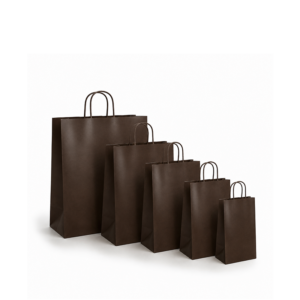 Papieren draagtas gedraaide handgreep - Chocolade bruin