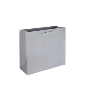 Luxe papieren draagtas - katoenen linten - omgeslagen bovenrand - Grijs