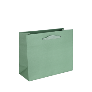 Luxe papieren draagtas - katoenen linten - omgeslagen bovenrand - Groen