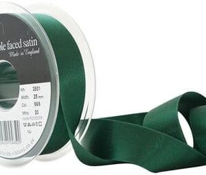 Satijnlint double faced - 16 mm (100 meter) - Donkergroen