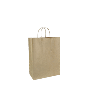 Papieren draagtas gedraaide handgreep - Bruin kraft gerecycled Staand model