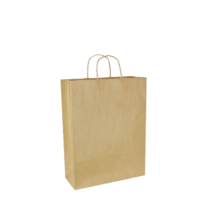 Papieren draagtas gedraaide handgreep - Bruin kraft gerecycled Staand model