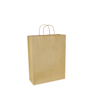 Papieren draagtas gedraaide handgreep - Bruin kraft gerecycled Staand model