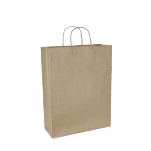 Papieren draagtas gedraaide handgreep - Bruin kraft gerecycled Staand model