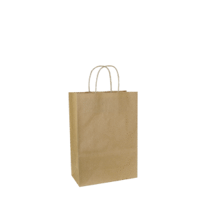 Papieren draagtas gedraaide handgreep - Bruin kraft gerecycled Staand model