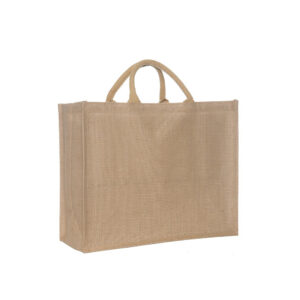 Jute draagtas gewatteerde handgrepen - Naturel - 43x18x35 cm