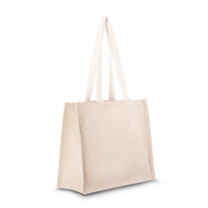 Jute/katoenen draagtas lange katoenen handgreep - 37x15x30 cm