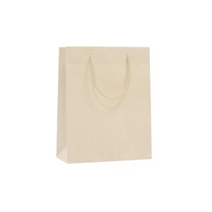 Luxe papieren draagtas katoenen koorden omgeslagen bovenrand - Crème gerecycled