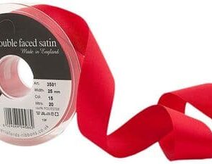 Satijnlint double faced - 16 mm (100 meter) - Rood