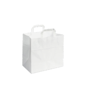 Papieren draagtas platte handgreep – Wit kraft