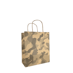 Papieren draagtas gedraaide handgreep - Omgeslagen bovenrand - Repaper - Camouflage Grijs/Bruin